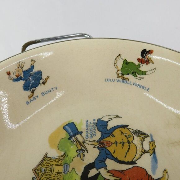 Uncle Wiggily Warming Dish 1920s Antique Faraberwa re Baby Feeding Bowl - Picture 7 of 10